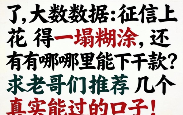 查了大数据征信花得一塌糊涂,还有哪里能下款?求老哥们推荐几个真实能过的口子!