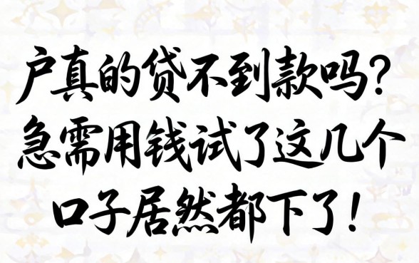 纯白户真的贷不到款吗?急需用钱试了这几个口子居然都下了!