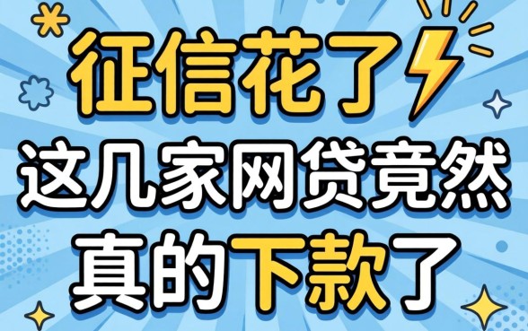 我征信花了，这几家网贷竟然真的下款了